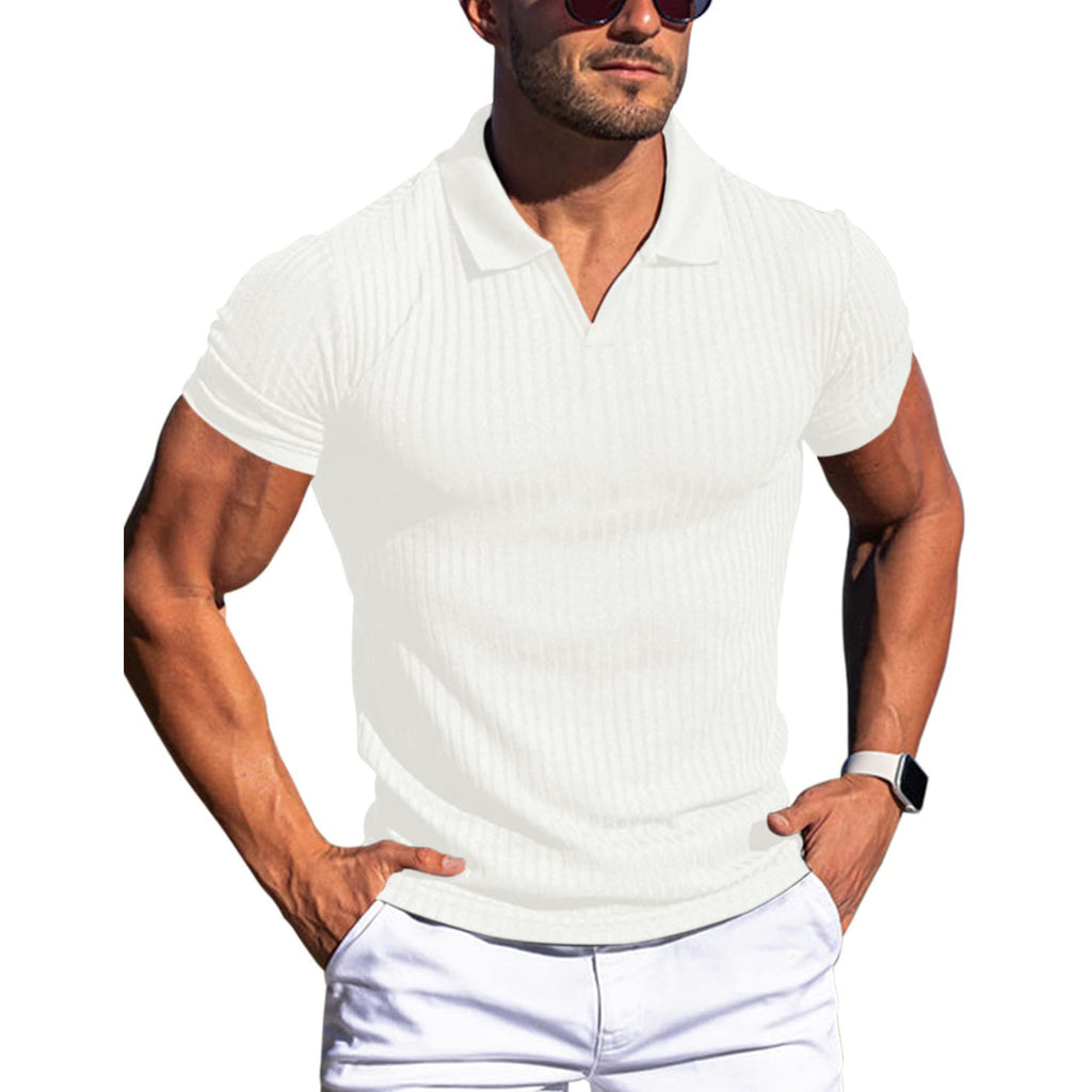 Men's T-shirts with lapel and V-neck