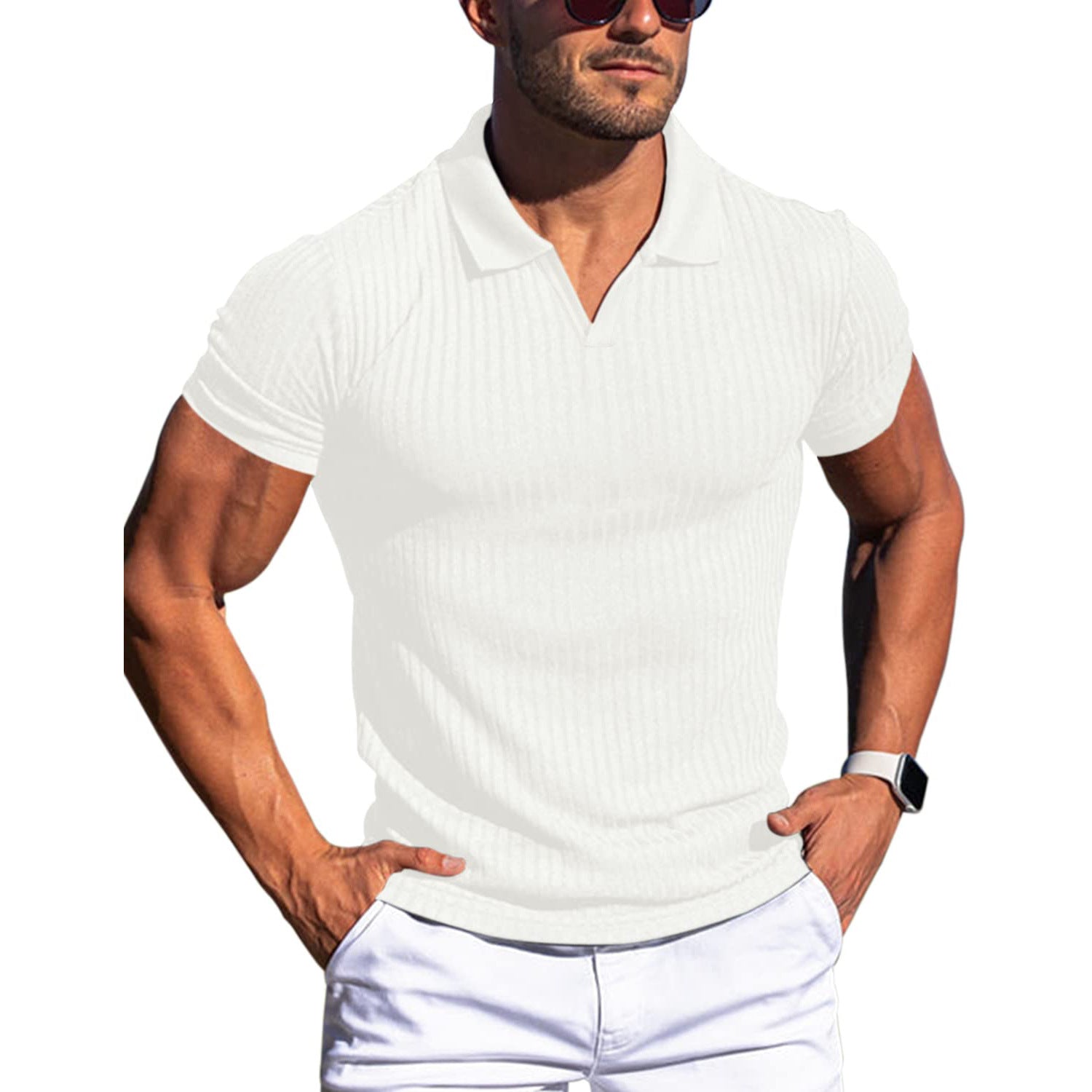 Men's T-shirts with lapel and V-neck