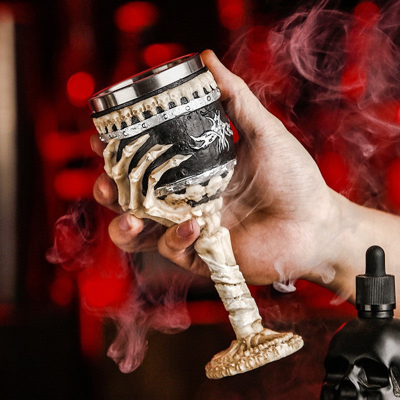 Three-dimensional engraved stainless steel highball glass