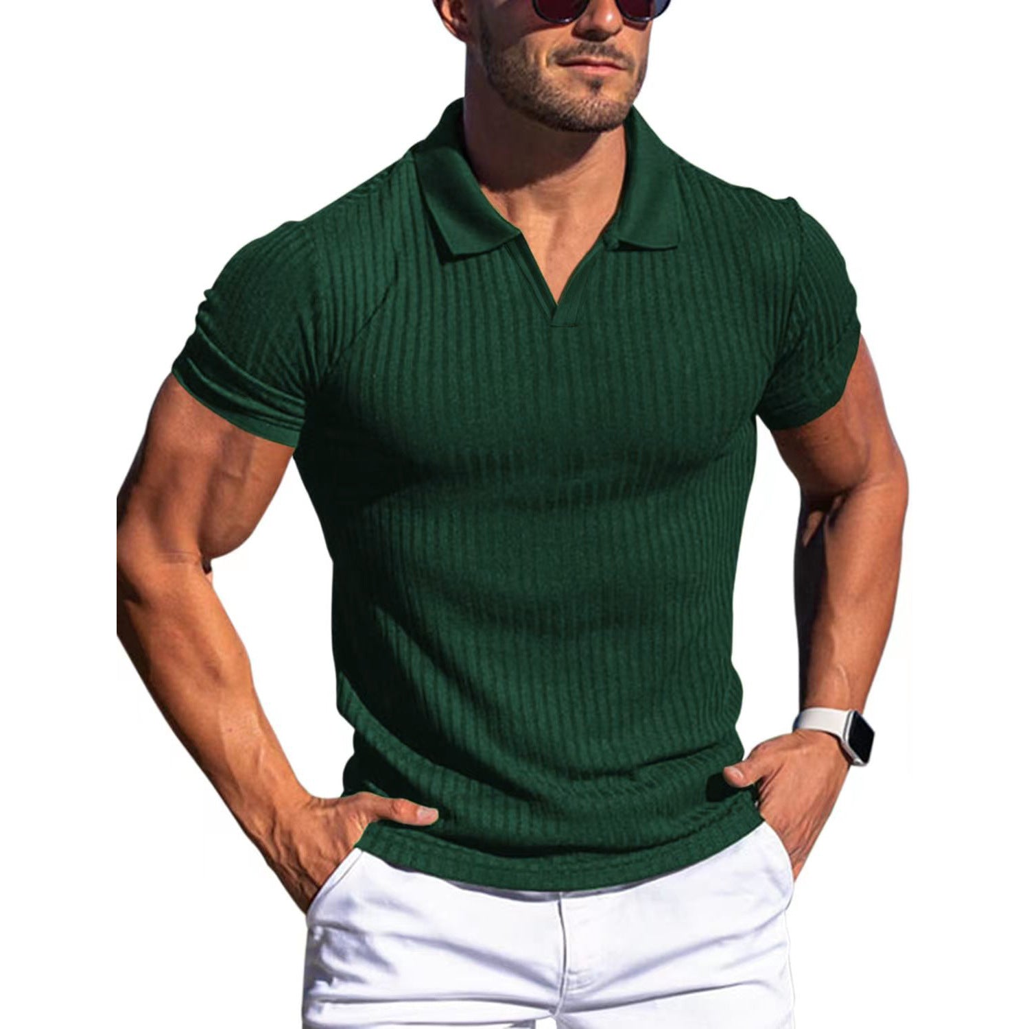 Men's T-shirts with lapel and V-neck