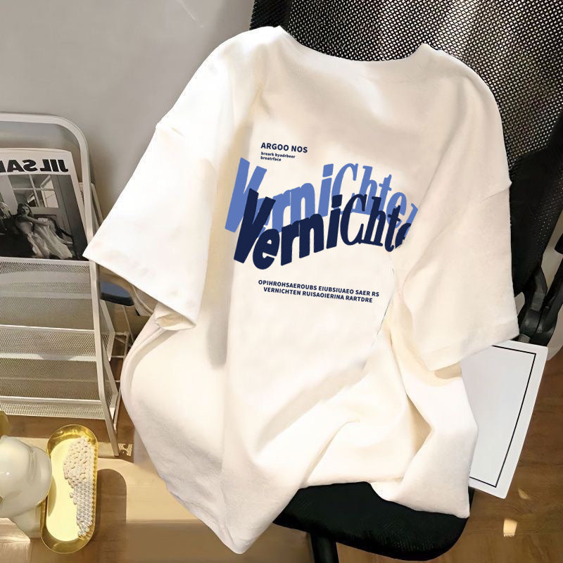 Cartoon Print Ice Silk Short Sleeve T-Shirt