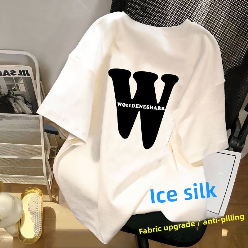 Cartoon Print Ice Silk Short Sleeve T-Shirt