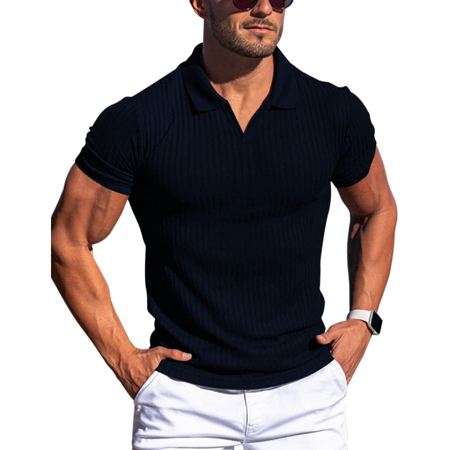Men's T-shirts with lapel and V-neck