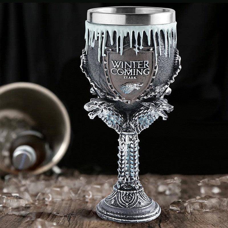 Three-dimensional engraved stainless steel highball glass