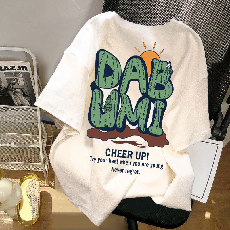 Cartoon Print Ice Silk Short Sleeve T-Shirt